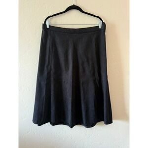 Tan Jay Black Faux Suede Midi Skirt Vintage 90s Boho Dark Academia Goth 16P NWT